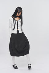 Logo Muffler V-neck Top White