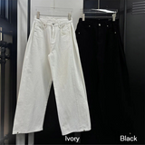 Stitch back strap wide denim pants(2color)