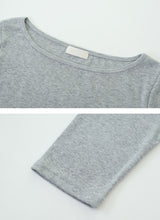 Boat Neck Three Quarter Sleeve T-Shirt (4color)
