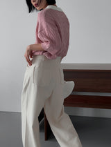 ASCLO Twist Open Collar Short Sleeve Knit (3color)