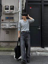 ソフト ヘンリーネック ロングスリーブ Tシャツ