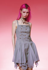  STUDDED GODET DRESS (GRAY)