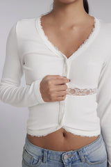 Sugarmist Lace Cardigan, White
