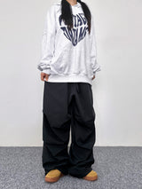 (UNISEX) LONG WIDE LOOSE-FIT PLEATED OVER BOXY PANTS