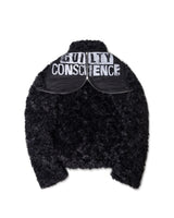 FAUX FUR MULTI ZIPPER BLACK JACKET