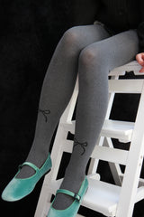 ribbon point gray tights
