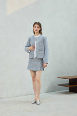 CHERISH TWEED SKIRT PANTS / SKY BLUE
