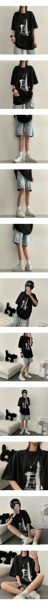 [S-3XL] MELSUWASHING Bendable Slit Stitch Denim Shorts