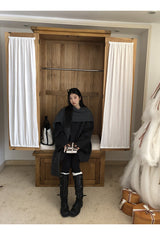 Charcoal quilted round muffler jacket