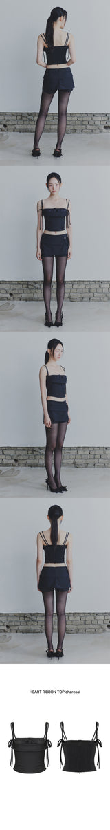 HEART RIBBON TOP charcoal