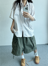 ストリッピードストライプオーバーシャツ💚💛🤍