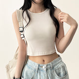 Lark cropped fine ribbed plain sleeveless top