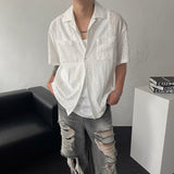 LN Lace Open Collar Short-Sleeved Shirt (2 colors)