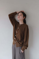 キャッシュブレンドニットカーディガン (オリーブ)