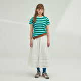 VOLUME SLEEVE STRIPE T-SHIRT_GREEN+MINT