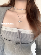 [IVE Rei, IDLE Miyeon Pick!] ホワイトローズレイヤードネックレス