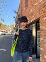 26SS★ [BAONHAUS]ソレアフラワーリブ長袖Tシャツ