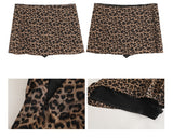 Leopard skinny pants mini skirt