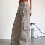 Checel Zipper Pocket Nylon Wide Two-Way Pants