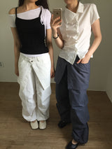 Nylon wrap skirt pants (2color)