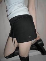 [MADE] Coquette Lace Shirred Fold-Over Shorts