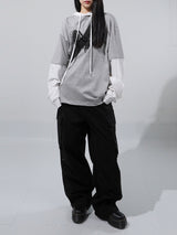 (UNISEX) レイレイヤードフードTシャツ