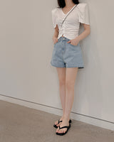 スリップデニムショートパンツ