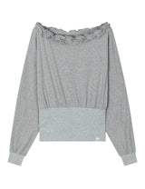 OFF-SHOULDER RUFFLE TOP(GREY)