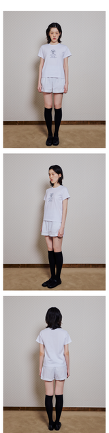 キャットガールスリムTシャツ - ホワイト