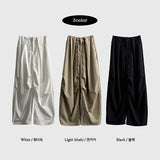 fodi waist banding pintuck wide pants