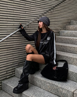 Girls' Unbalanced グロッシーラグビースウェットシャツ
