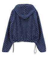 Polka Dot Fleece Hoodie Zip-Up_Navy