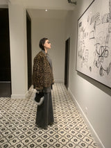 High-End Leopard Suede Fur Jacket