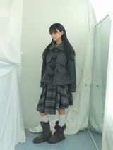 Charcoal Blend Checkered Layered Skirt
