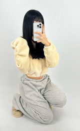 (LOWEST PRICE!/HOT DEAL♥) フリースシェルパフーディージップアップバンディングセミクロップドフーディー - 3 COLOR
