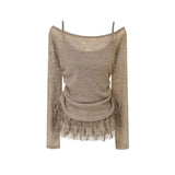 Riena Lace Shirring Sheer Top 232841783