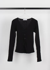 RIBBED V-NECK CARDIGAN