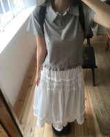 [MADE] Seju ドットカラーフリル半袖Tシャツ