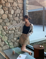 Rear Cotton A-line Mini Skirt / 2 colors