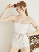 FLOWER STRING RIBBON MONOKINI - IVORY