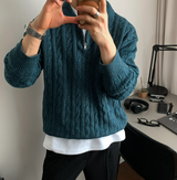 Liu Cable Semi Zip Up Karanite