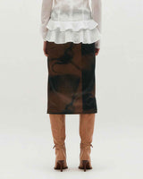 Embroidered Graphic Jersey Skirt _ BROWN