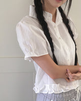 Minz フリルパフ半袖シャツ