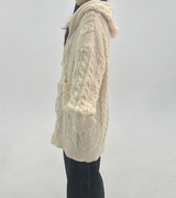 (KNIT DRESS + ZIP-UP) ソフトルーズフィット2WAYケーブルフードニット - 2 COLOR