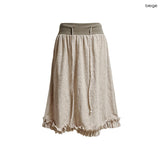 (2color) Line Flower Ruffle Hem Skirt