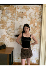 Leopard skinny pants mini skirt