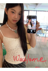 French Design Lace Sleeveless T-shirt