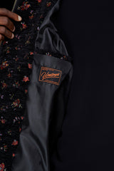FLORAL JACQUARD ZIP JACKET / BLACK