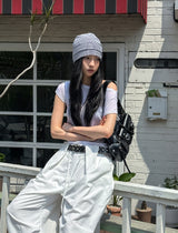 Sheer シースルー ボートネッククロップショートスリーブ
