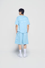 24FW アップリケロゴピグメントショートスリーブTシャツライトブルー